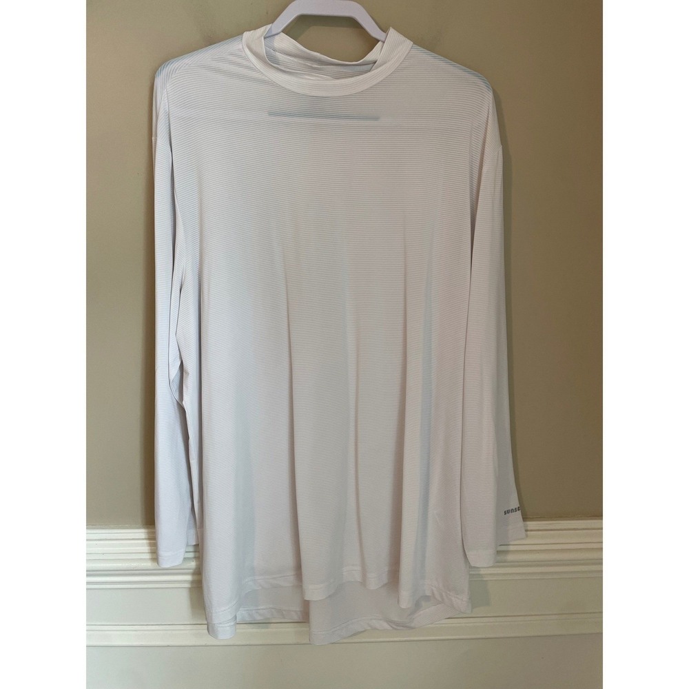 Jamie Sadock Sunsense Mens XXL White Stripe UPF 50 Mock Neck Baselayer Shirt